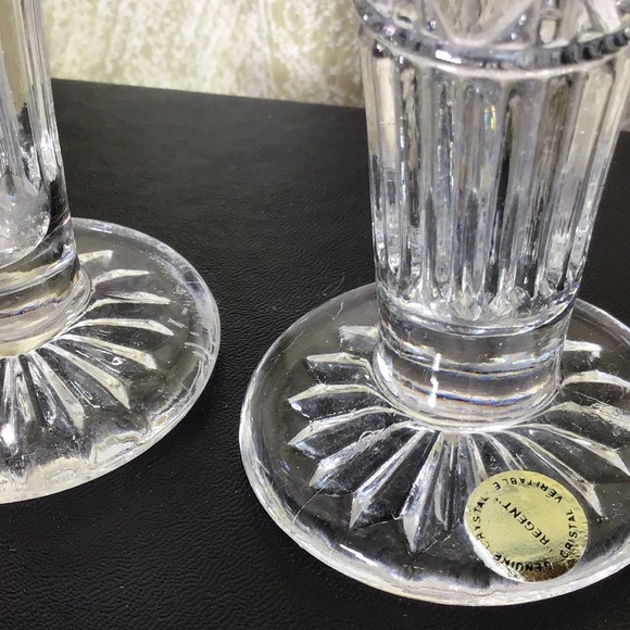 Rare Regent genuine crystal antique vase pair pressed seamed bubbles collectible - Picture 6 of 8